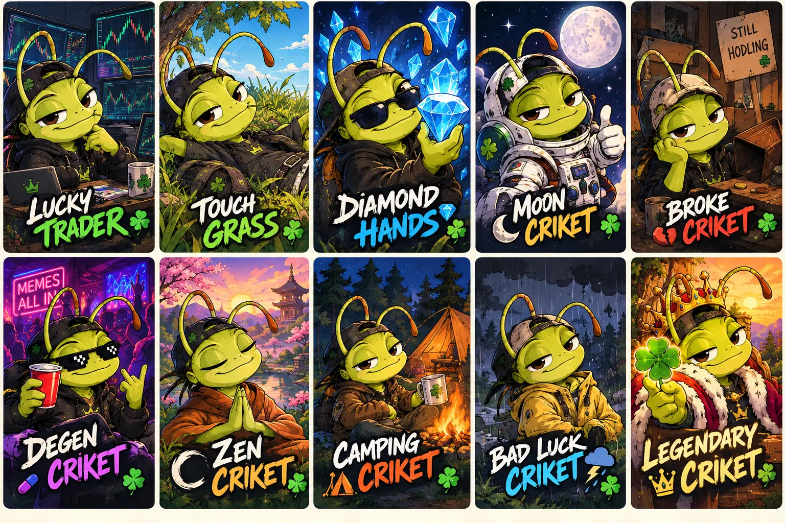 Lucky Trader illustrated Lucky Criket collectible concept card